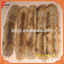 cuello de piel de mapache color natural 4 * 80cm con cinta